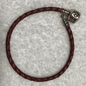 Pandora Red Woven Leather Bracelet